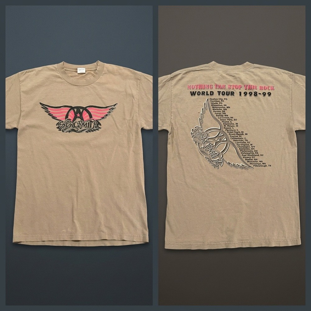 Vintage Aerosmith T-Shirt 1998 1999 World Tour Large Murina Tag Band Concert 90s